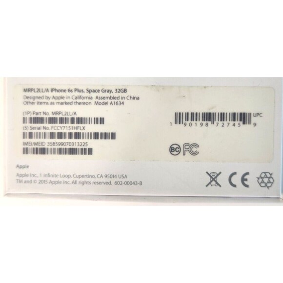 Apple iPhone 6s Plus SIM CARD PIN & BOX ONLY 32GB Model A1634 Space Gray - Picture 4 of 10